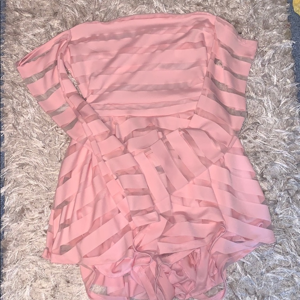 Pink striped romper
